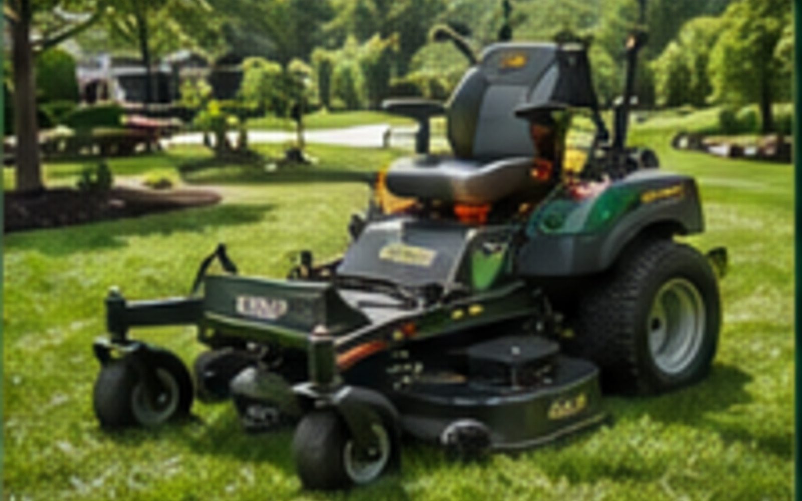 Lawn mowing service visual with clean cutting lines